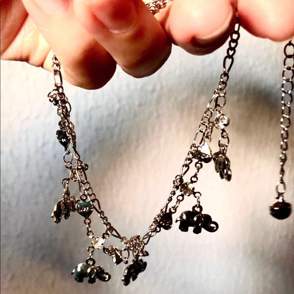 Silver elephant anklet or bracelet